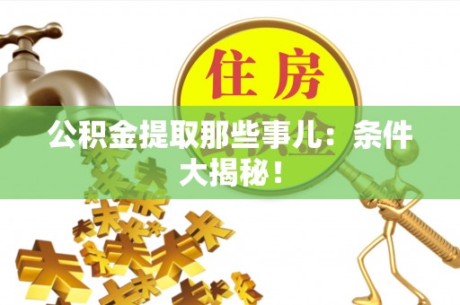新园公积金提取那些事儿：条件大揭秘！