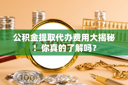 新园公积金提取代办费用大揭秘！你真的了解吗？