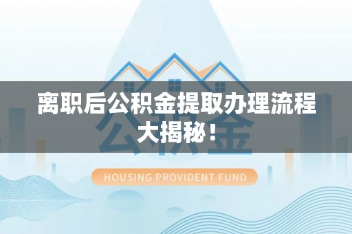新园离职后公积金提取办理流程大揭秘！